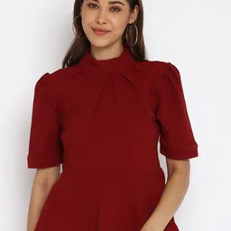 Mayra Maroon Velvet Peplum Top-picture-24