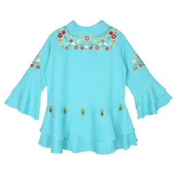 Ishin Blue & Red Floral Embroidered Peplum Top-picture-26