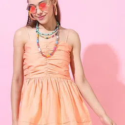 Tokyo Talkies Peach-Coloured Peplum Top-image-17