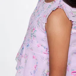 AND Girls Floral Printed Flutter Sleeve Peplum Top image 3