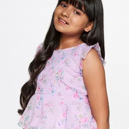 AND Girls Floral Printed Flutter Sleeve Peplum Top image 2