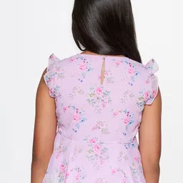 AND Girls Floral Printed Flutter Sleeve Peplum Top image 4