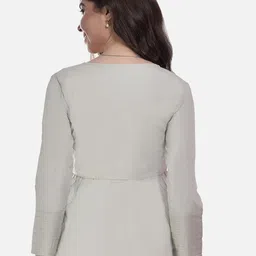 FIMS Pack Of 2 Geometric Embroidered Gathered Detailed Cotton Peplum Tops image 5