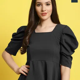 Fabflee Pack Of 2 Puff Sleeve Peplum Tops-picture-24