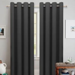 dream care Grey Solid Polyster 9 Ft Blackout Eyelet Door Curtain (2 Pc)-picture-17