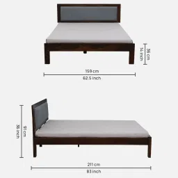 woodsworth from pepperfry Narvik Sheesham Wood Queen Size Bed In Provincial Teak Finish image 2