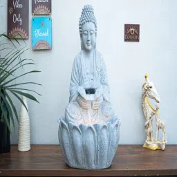 Grey 2ft Lotus Buddha Water Fountain by Expleasia-picture-26