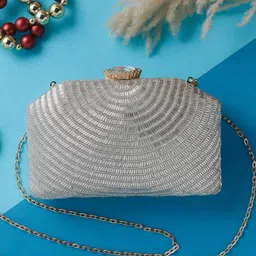 Swisni Women Embellished Fabric Box Clutch-picture-36