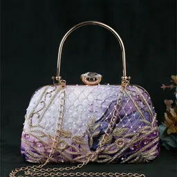 Swisni Printed Embroidered Box Clutch-image-11