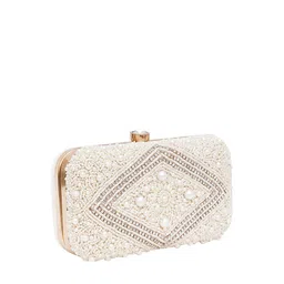 FABBHUE White Embroidered Box Clutch image 3