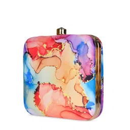 ARTKLIM Blue & Pink Printed Box Clutch image 3