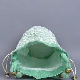 LIKAA Pack of 2 Chikankari Embroidery Work Potli image 4