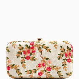 Anouk White Embroidered Box Clutch image 5