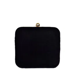 REZZY Gold-Toned & Black Embroidered Embroidered Box Clutch image 5