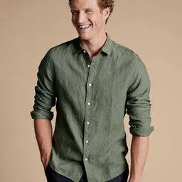 Men Plain Slim Fit Pure Linen Shirt-image-18