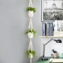 Off White Macrame Designer Hanging Planter by Ecofynd-picture-33