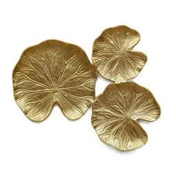 cocovey Aluminium Lotus Leaf Wall Art In Gold image 2