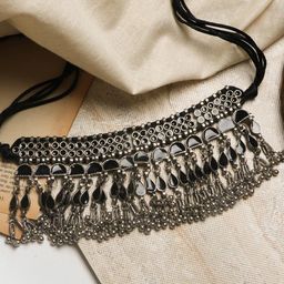 TEEJH Women Silver & Black Silver-Plated Oxidized Choker Necklace-picture-7