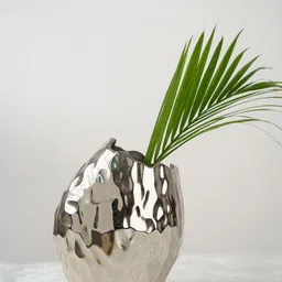 Folkstorys Silver-Toned Textured Handmade Metal Vase-picture-35