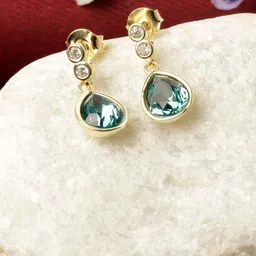 GIVA 925 Sterling Silver 18k Gold Plated Turquoise Blue Tear Drop Earrings-picture-41