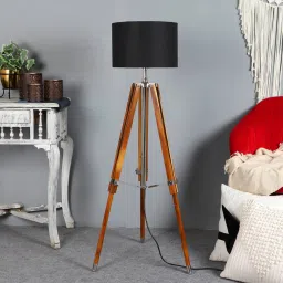 qamar home solutions Natural Teak Wood Floor Lamp (1 Piece) image 1