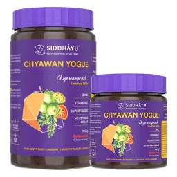 Siddhayu Jaggery chyawanprash (Combo 900 gm + 450 gm) I Chyawan Yogue Combo Pack Of 2 - Enriched with Zinc Vitamin C, Pure Cow Ghee | Immunity Booster For Adults And Kids-picture-16