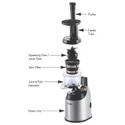BOROSIL HealthPro 200 Watt Slow Juicer (70 RPM, Slow Squeeze Technology, Silver Cloud) image 4