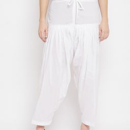 Clora Creation Women White Solid Loose-Fit Pure Cotton Salwar-picture-48