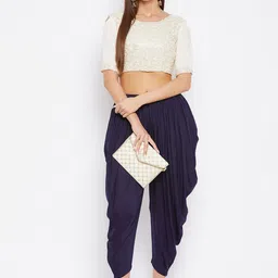 Clora Creation Women Pack of 2 Mustard Navy Blue  Solid Dhoti Salwar image 4