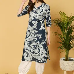 antaran Ethnic Motifs Printed V-Neck Pure Cotton Kurta with Salwar image 2