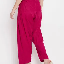 Clora Creation Women White & Magenta Solid Pure Cotton Salwars Pack Of 2 image 3