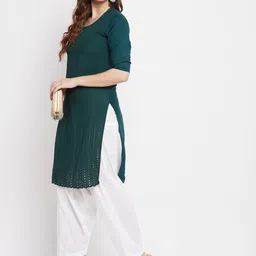 Clora Creation Women White & Magenta Solid Pure Cotton Salwars Pack Of 2 image 4