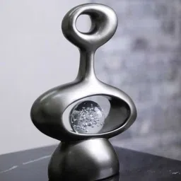 casacraft from pepperfry Elysian Resin Grey Artifact With Crystal Ball (Grey) image 3