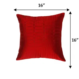 Red Textured Polyester 16x16 Inches Cushion Cover by Zeba image 3