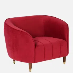 casacraft from pepperfry Hairo Velvet 1 Seater Sofa In Red Colour image 4