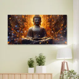 nestroots Framed Buddha Enveloped in Flames and Smoke Wall Painting-picture-23