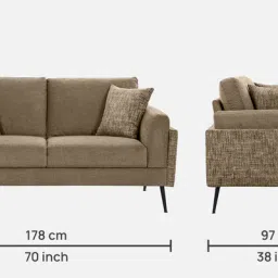 casacraft from pepperfry Cannes Fabric 2 Seater Sofa in Brown Colour image 2
