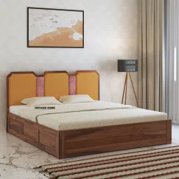 Classic Wooden King Size Bed With Box Storage in Provincial Teak Finish-image-34