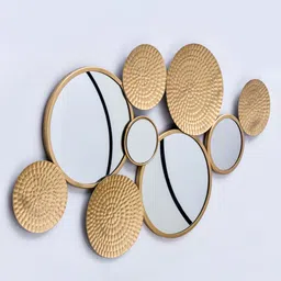 decorativs Platter Gold Iron & Glass Decorative Mirror image 4