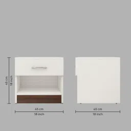 crystal furnitech Grace Bedside Table in Mist White Finish with Drawer image 2