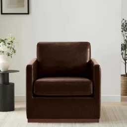 timberly Bobby Pu Leather 1 Seater Sofa In Dark Brown Colour image 1
