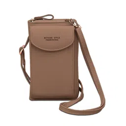 syga Women Phone Bag Ladies Wallet PU Leather Cell Phone Purse Mini Shoulder Bag with Strap Card Slots (Brown, Forever Hengshang) image 1