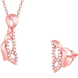 GIVA 925 Sterling Silver Rose Gold-Plated CZ Stone Dazzling Butterfly Necklace & Earrings image 3