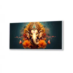 nestroots White Canvas Framed Divine Lord Ganesa in oral aesthetic Wall Painting image 3