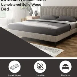 royaloak Meadow Upholstered Queen Size Bed In Grey Colour image 4