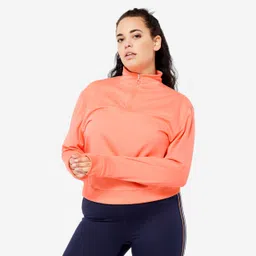 Women Sweatshirt Half-Zip - Coral-image-12