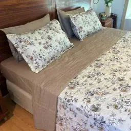 bells & whistles Pansy Mocha 100% Cotton Floral 250 GSM Double Bed AC Comforter (Brown)-picture-23