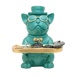 viivaz Green Polyresin French Bulldog Tray Holder image 2
