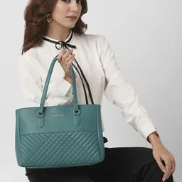 Caprese Women Sunny Teal Tote Medium Bag with Multi-Compartment & Comfortable Straps-image-86