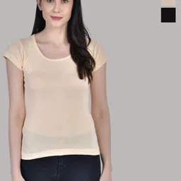 Aimly Pack Of 3 Round Neck Cap Sleeves Cotton Tops-image-79